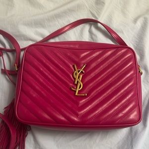 Saint Laurent Pink Quilted Leather Crossbody Bag with Gold Hardware
